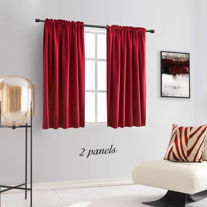 DONREN Red Blackout Curtains Thermal Insulated Room Darkening Rod Pocket Curtains for Dining Room (42 by 54 Inch,2 Panels) - Image 2
